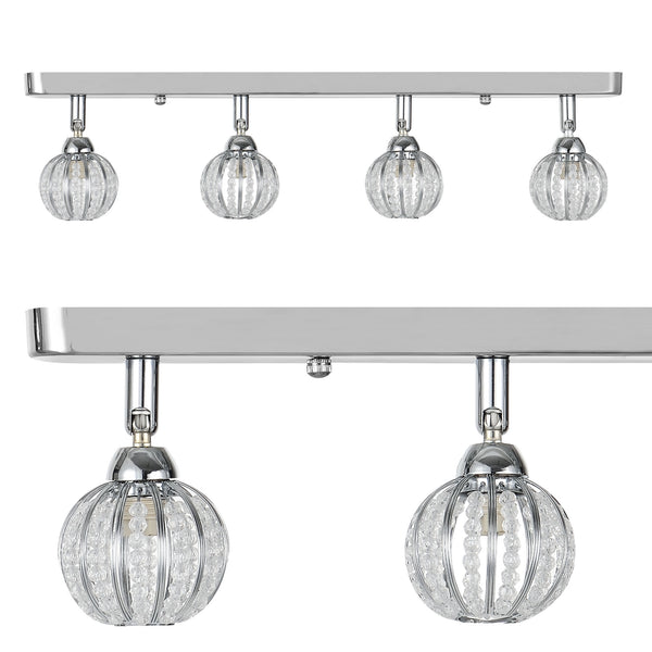 [lux.pro] Lampada da soffitto Diametro: 49cm 4 attacchi G9 con 4 sfere di cristalli artificiali Moderna lampada da soffitto Lampada d'effetto