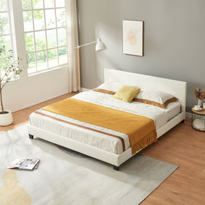 Letto Matrimoniale a Testiera Alta Letto a 2 Piazze 180x200 cm Rivestimento in Similpelle Bianco Corium