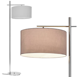 Lampada da Terra Alta 155 cm Lampada a Stelo con Portalampada a Sospensione Piantana con Paralume Cilindrico Pendente - Grigio - lux.pro