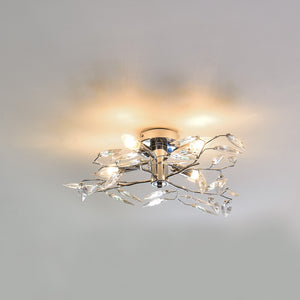Plafoniera Moderna a 4 Bracci Lampada da Soffitto Senza Paralume Lampadario in Metallo con Cristalli Artificiali [lux.pro] 