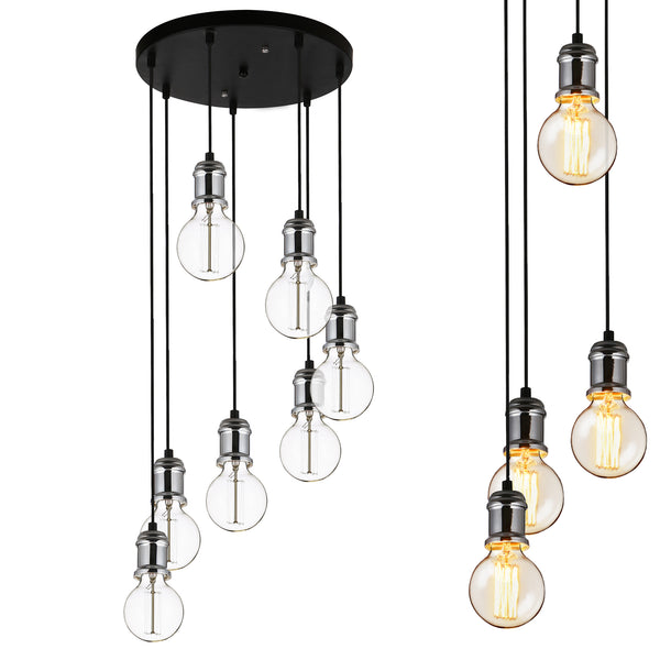 [lux.pro] Lampadario 7 fiamme con supporti in altezza differente [7 x E27 base] lunghezza 125cm