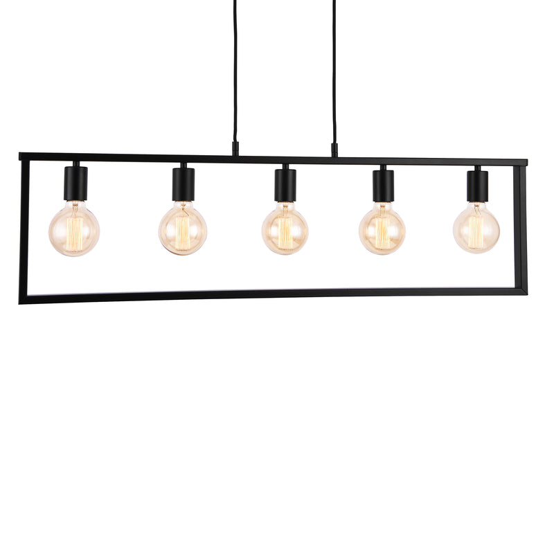 Schizzo in scala [lux.pro] Lampadario a sospensione moderno e robusto in nero di metallo con 5 lampade