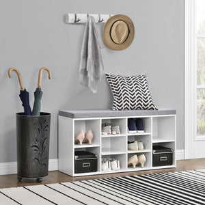 Scaffale per scarpe Ymir 103x30x48 cm 10 ripiani Panca Bianco/Grigio en.casa