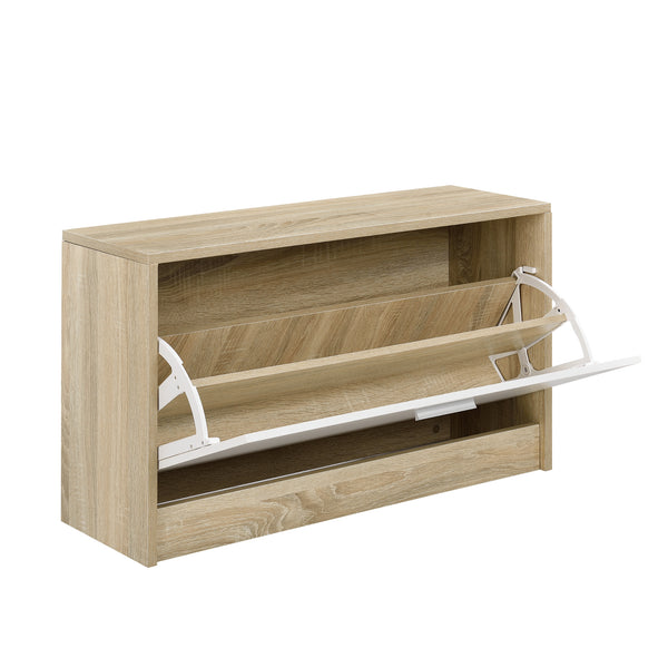 [en.casa] Mobile ingresso - Set arredo ingresso - Scarpiera, specchio, appendiabiti - Effetto faggio/bianco