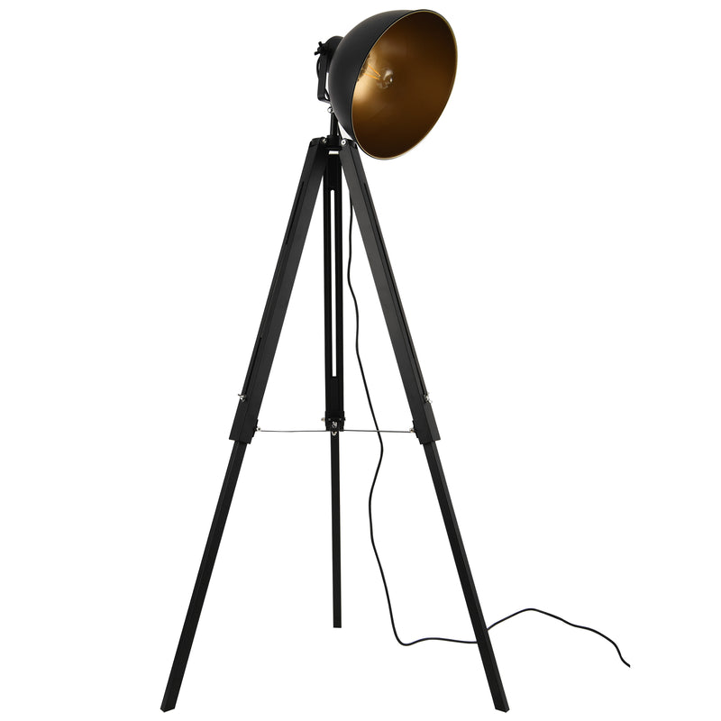 Schizzo in scala Lampada da Terra in Metallo Nero - Altezza 135 cm - Piantana Tripode in Stile Industriale Lampada a Treppiede con Paralume Girevole Illuminazione Faro - lux.pro