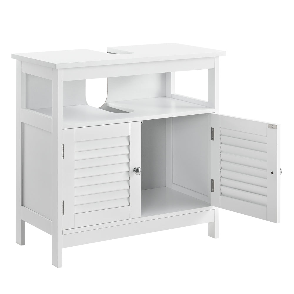 Armadietto Sottolavabo da Bagno a 2 Ante e Scomparto Aperto 60 x 60 x 30 cm - Bianco [en.casa]