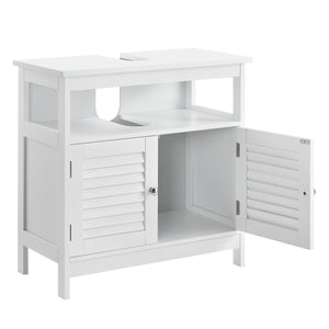 Armadietto Sottolavabo da Bagno a 2 Ante e Scomparto Aperto 60 x 60 x 30 cm - Bianco [en.casa]