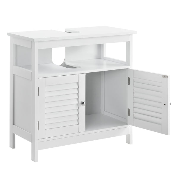 Armadietto Sottolavabo da Bagno a 2 Ante e Scomparto Aperto 60 x 60 x 30 cm - Bianco [en.casa]