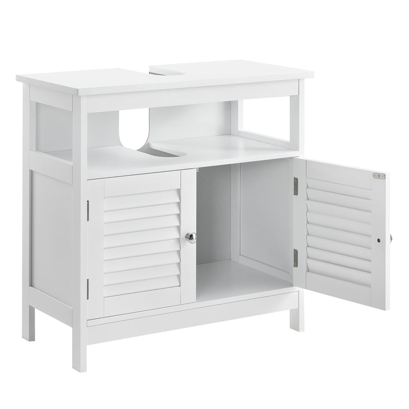 Schizzo in scala Armadietto Sottolavabo da Bagno a 2 Ante e Scomparto Aperto 60 x 60 x 30 cm - Bianco [en.casa]