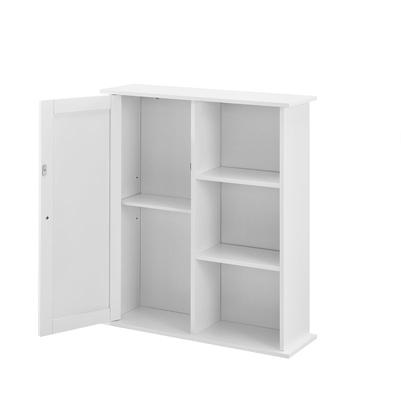 Schizzo in scala [en.casa] Armadio da parete per bagno con 5 mensole – 71x60x18cm – bianco