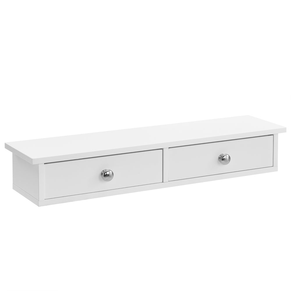 Wandregal Geeste 60x15x10 cm mit 2 Schubladen Weiß [en.casa] - premiumXL