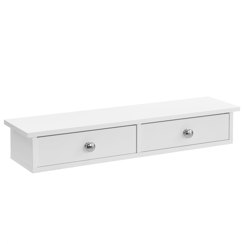 Schizzo in scala Mensola da Parete Geeste Comodino Sospeso con 2 Cassetti 60 x 15 x 10 cm - Bianco [en.casa]