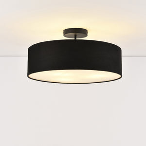 Plafoniera Missouri con Paralume Cilindrico in Tessuto Organza Nero / Bianco lux.pro