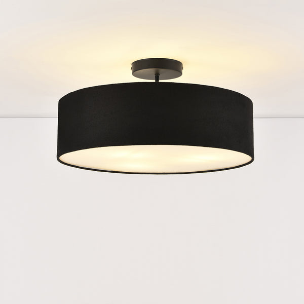 Plafoniera Missouri con Paralume Cilindrico in Tessuto Organza Nero / Bianco lux.pro