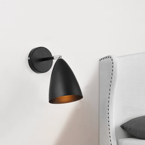 [lux.pro] Lampada da Parete 22 x 12 cm E14 Paralume in Metallo con Movimento in Verticale, Lampada  da Muro - Nero