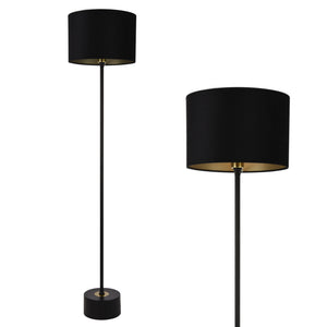 Lampada da Terra Alta 157 cm Piantana Dritta con Paralume Cilindrico Ø 35 cm in Tessuto Lampada a Stelo in Metallo - Nero - lux.pro