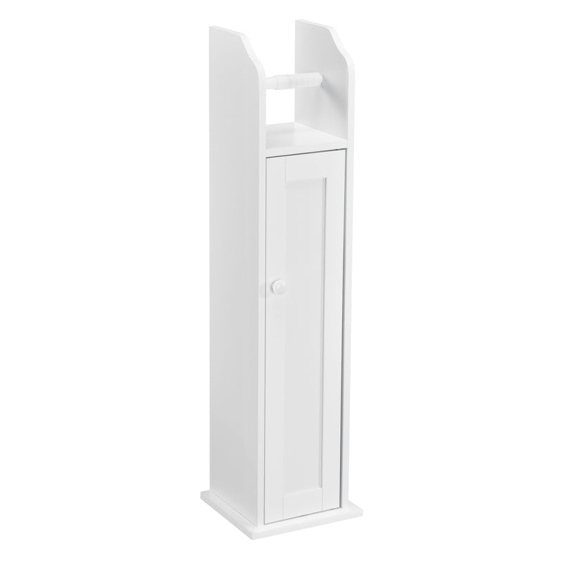 Schizzo in scala Armadietto Stretto da Bagno con Portarotolo e Vani Portaoggetti 78x20x18 cm - Bianco [en.casa]