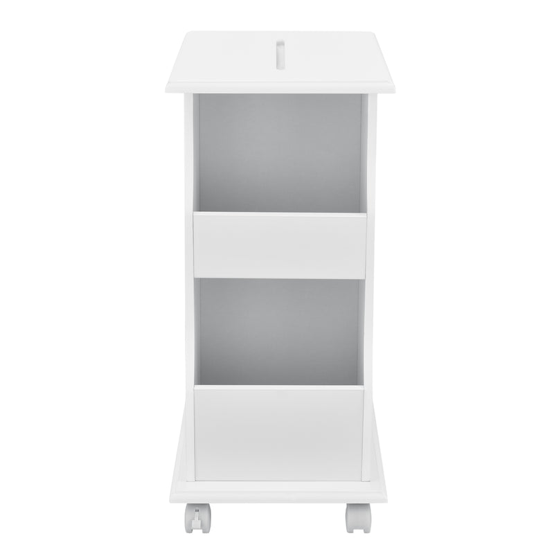 Schizzo in scala Tavolino Laterale da Divano con Rotelle Ripiani e Porta Riviste 53x30x63 cm Bianco [en.casa] 