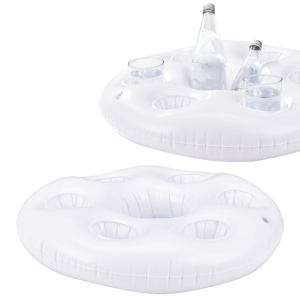 Set di 10 Portabevande Galleggiante per Piscina Supporto Gonfiabile per Drink Ø60 cm Bianco casa.pro
