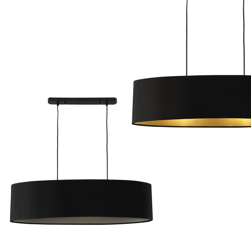 Schizzo in scala Lampada a Sospensione Westerbork con Paralume Ovale in Tessuto - Nero lux.pro