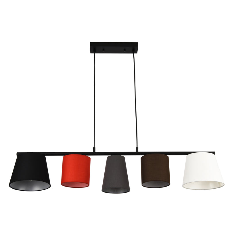 Schizzo in scala [lux.pro] Lampada da Soffitto a 5 Luci Lampada a Sospensione Paralume Tessuto Multicolore E14 40W