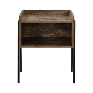 Comodino con Scomparto e Piano con Bordo Rialzato Mobiletto Impilabile 52x42x35 cm Effetto Legno Scuro [en.casa]
