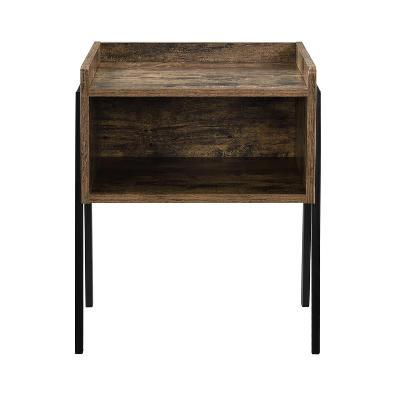 Schizzo in scala Comodino con Scomparto e Piano con Bordo Rialzato Mobiletto Impilabile 52x42x35 cm Effetto Legno Scuro [en.casa]