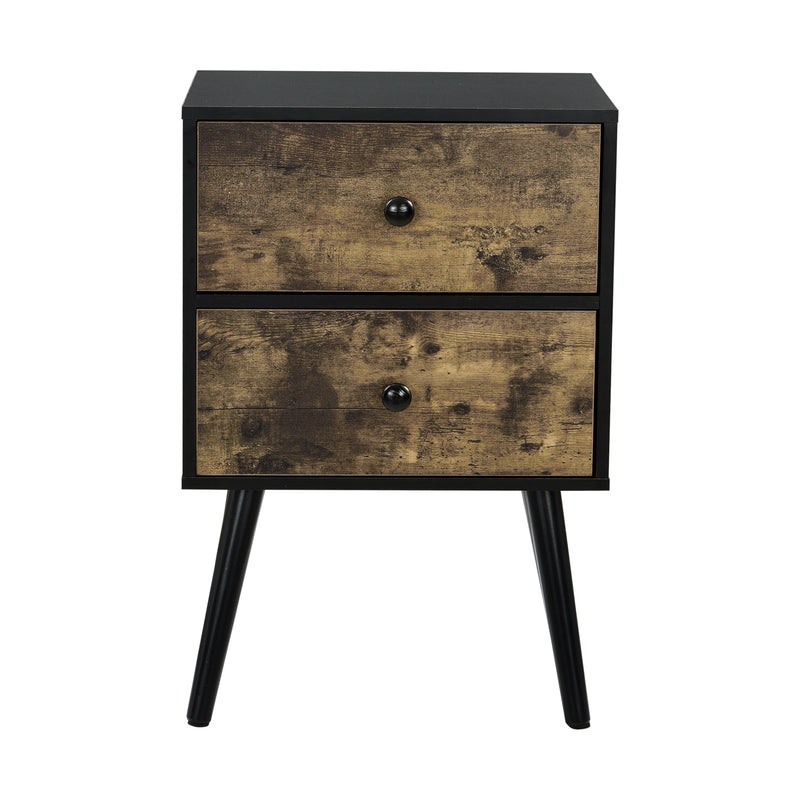 Schizzo in scala Comodino con 2 Cassetti 60x40x29,5 cm Nero / Effetto Legno Scuro [en.casa] 