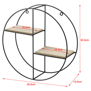 Mensola da parete Lily 35x12x35 cm design rotondo con 2 ripiani nero en.casa