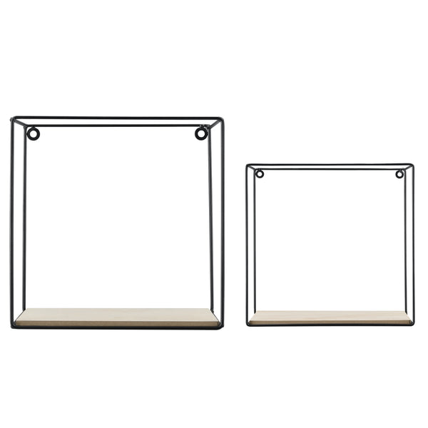 Mensola da parete Eden 30x12x30 cm / 24x12x24 cm set 2 pezzi ripiani nero en.casa