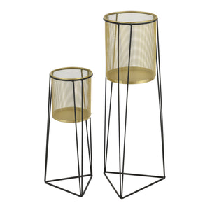 Set da 2 supporti per piante Roosdaal in metallo nero color ottone en.casa