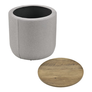 [en.casa] Tavolino Basso per Salotto Tavolino da Caffè con Piano Rimovibile Tavolino con Scomparto Portaoggetti - Tessuto Grigio/Piano color Legno 