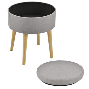 [en.casa] Poggiapiedi con Piano rimovibile 42 x 36 cm Sedile con Contenitore Carico Massimo 80 kg - Grigio