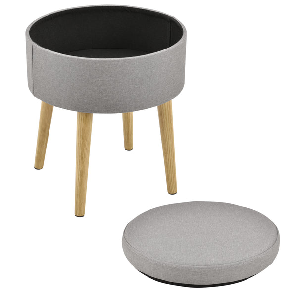 [en.casa] Poggiapiedi con Piano rimovibile 42 x 36 cm Sedile con Contenitore Carico Massimo 80 kg - Grigio