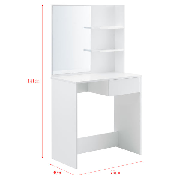 Toeletta Rustenburg 141x75x40 cm con specchio e cassetto Bianco en.casa