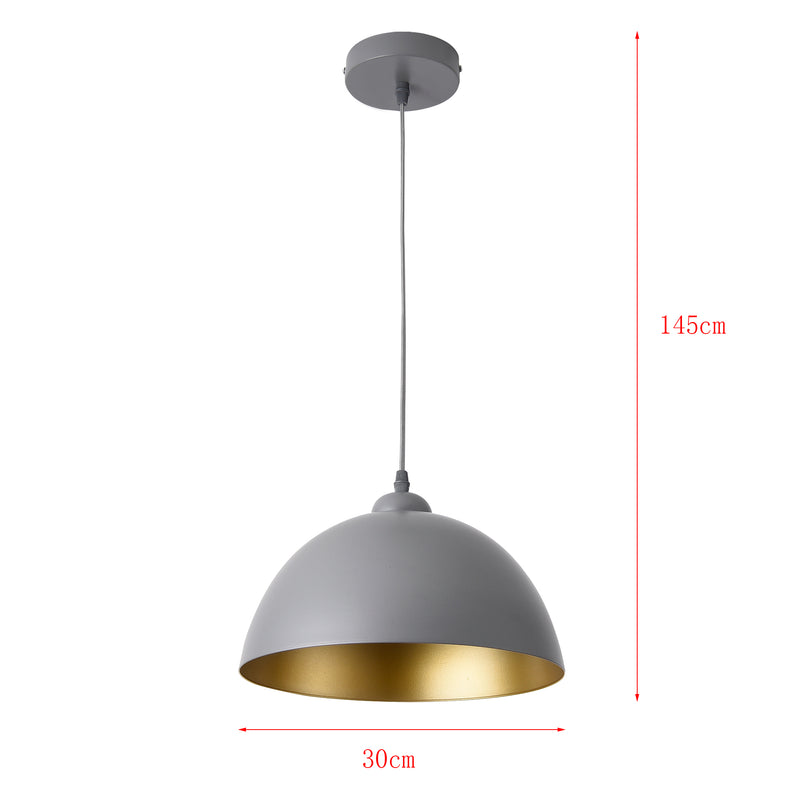 Schizzo in scala Set di 2 Lampade a Sospensione Toulon con Paralumi Emisferici in Metallo - Grigio/Oro lux.pro