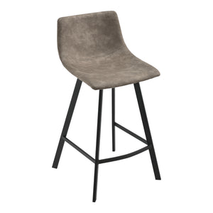 Set da 2 sgabelli da bar Edinburgh con gambe in metallo, rivestimento in similpelle scamosciata imbottito, grigio scuro en.casa