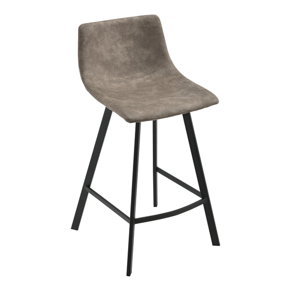 Set da 2 sgabelli da bar Edinburgh con gambe in metallo, rivestimento in similpelle scamosciata imbottito, grigio scuro en.casa