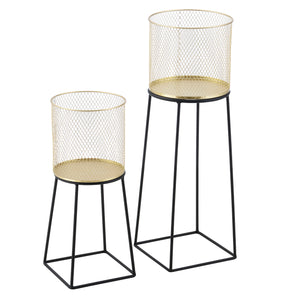 Supporto per vaso da fiori Meise 2 pz. Nero-Oro en.casa