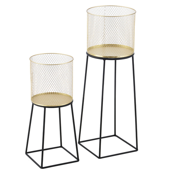 Supporto per vaso da fiori Meise 2 pz. Nero-Oro en.casa