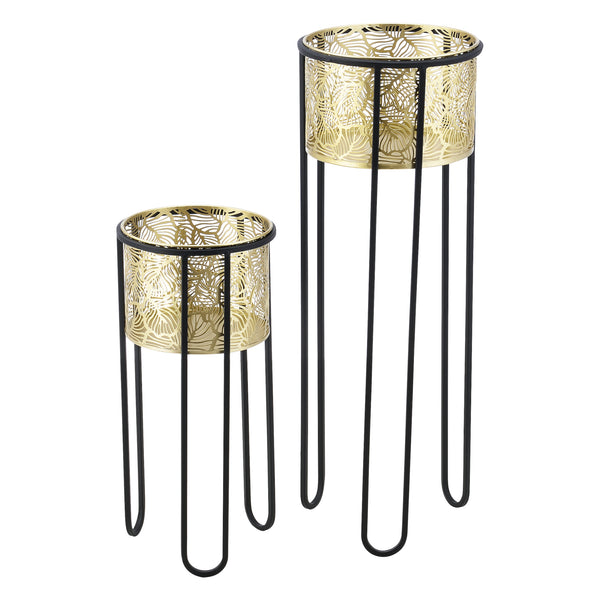 Portavaso Modave 2 pz. Nero-Oro en.casa