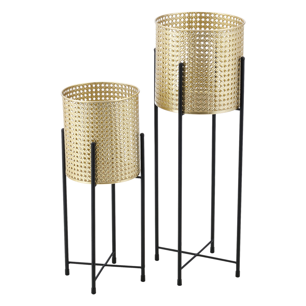 Supporto per vaso Mol 2 pezzi nero - dorato en.casa - premiumXL