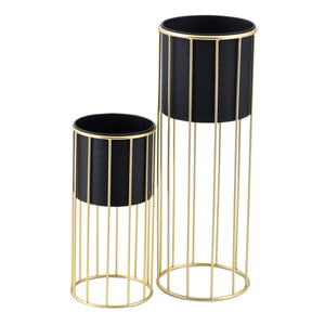 Portavaso Mortsel set da 2 in metallo nero-oro [en.casa]
