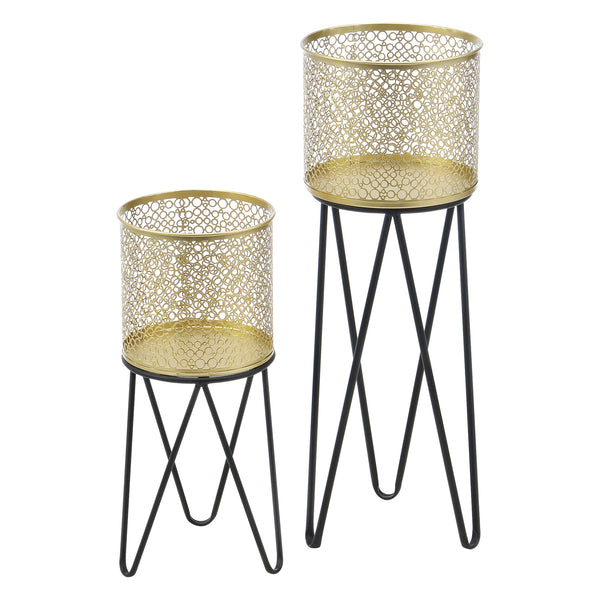 Portavaso Marchin 2 pz. Nero-Oro en.casa