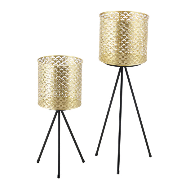 Portavaso Mechelen 2 pz. Nero-Oro en.casa