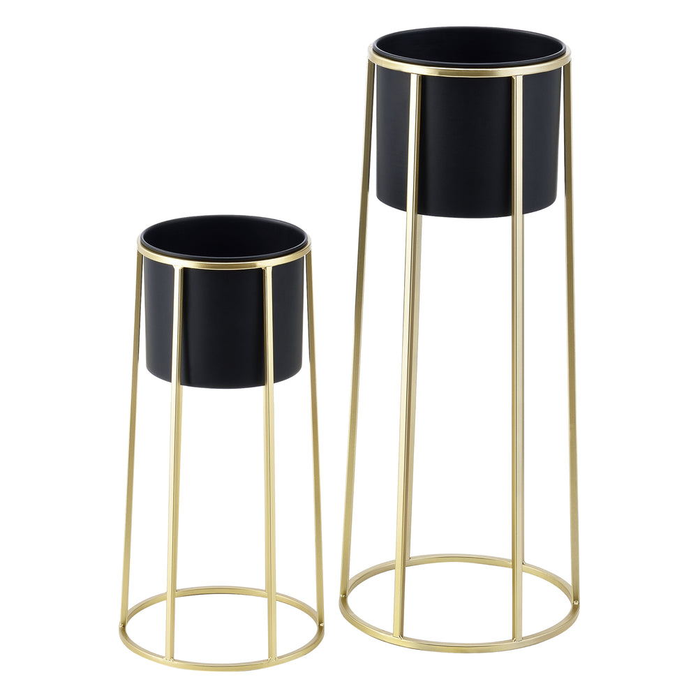 Supporto per vaso Macon 2 pz. nero - dorato en.casa - premiumXL
