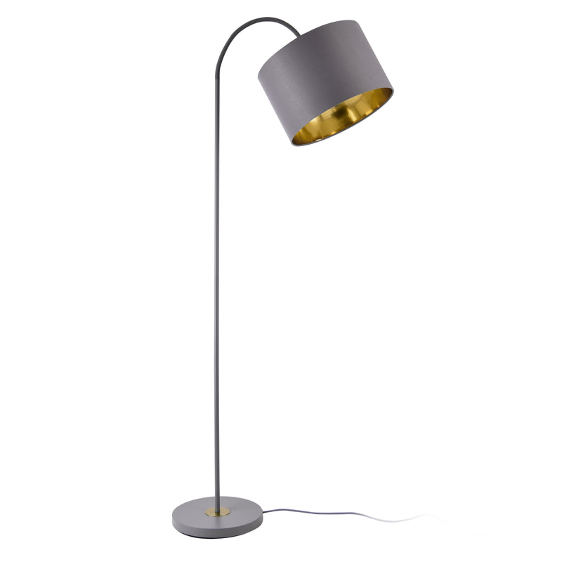 Schizzo in scala Lampada da Terra Toledo con Paralume Cilindrico Orientabile - Grigio lux.pro

