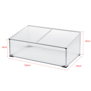 Mini Serra da Balcone/Terrazza per Piante Box Traslucido in Policarbonato 60 x 100 x 30/40 cm Protezione Piantine con Tettuccio Diviso e Apribile
