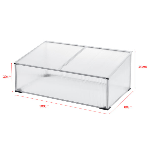 Mini Serra da Balcone/Terrazza per Piante Box Traslucido in Policarbonato 60 x 100 x 30/40 cm Protezione Piantine con Tettuccio Diviso e Apribile