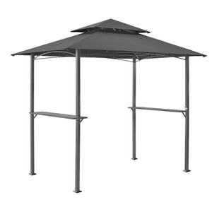 Gazebo per Barbecue Parga con Tetto Doppio e 2 Ripiani 250x241x151 cm - Grigio Scuro [en.casa]